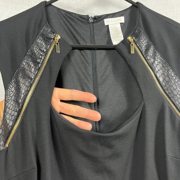 Cache Y2K Bodycon Dress Womens 14 Snakeskin Zipper Edge Curvy Punk Going Out - Picture 3 of 15